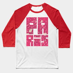 Paris, France - Blossom City Map Typography - Blossom Baseball T-Shirt